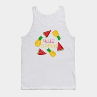 Hello Summer tropical fruits Tank Top